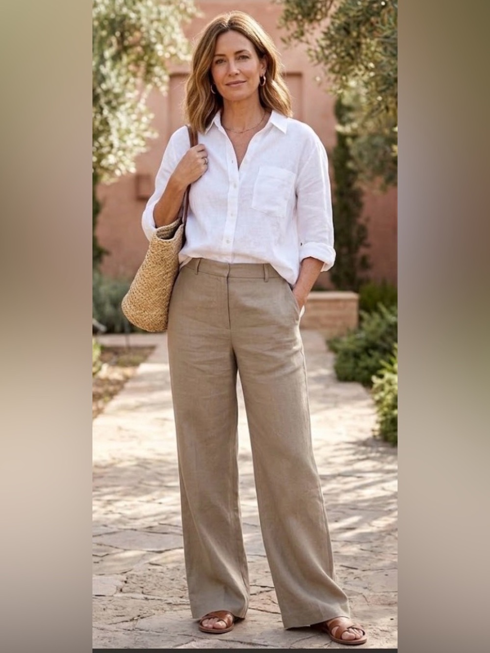 Linen Pants Lined, Pockets, Button Zipper Size 8 Sand Beige”Brooks Brothers 346”